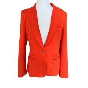 Trina Turk Orange Red Tailored Blazer Jacket Womens Size 6 Single Button